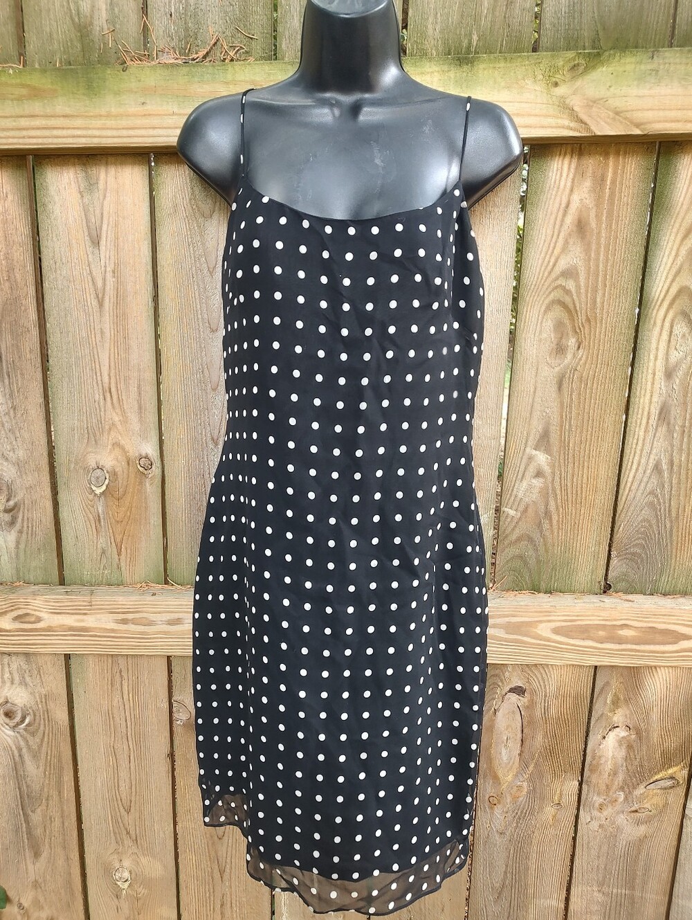 Laundry Shelli Segal VTG USA Made 1995 Silk Polka Dot LBD Mini Dress Size 8